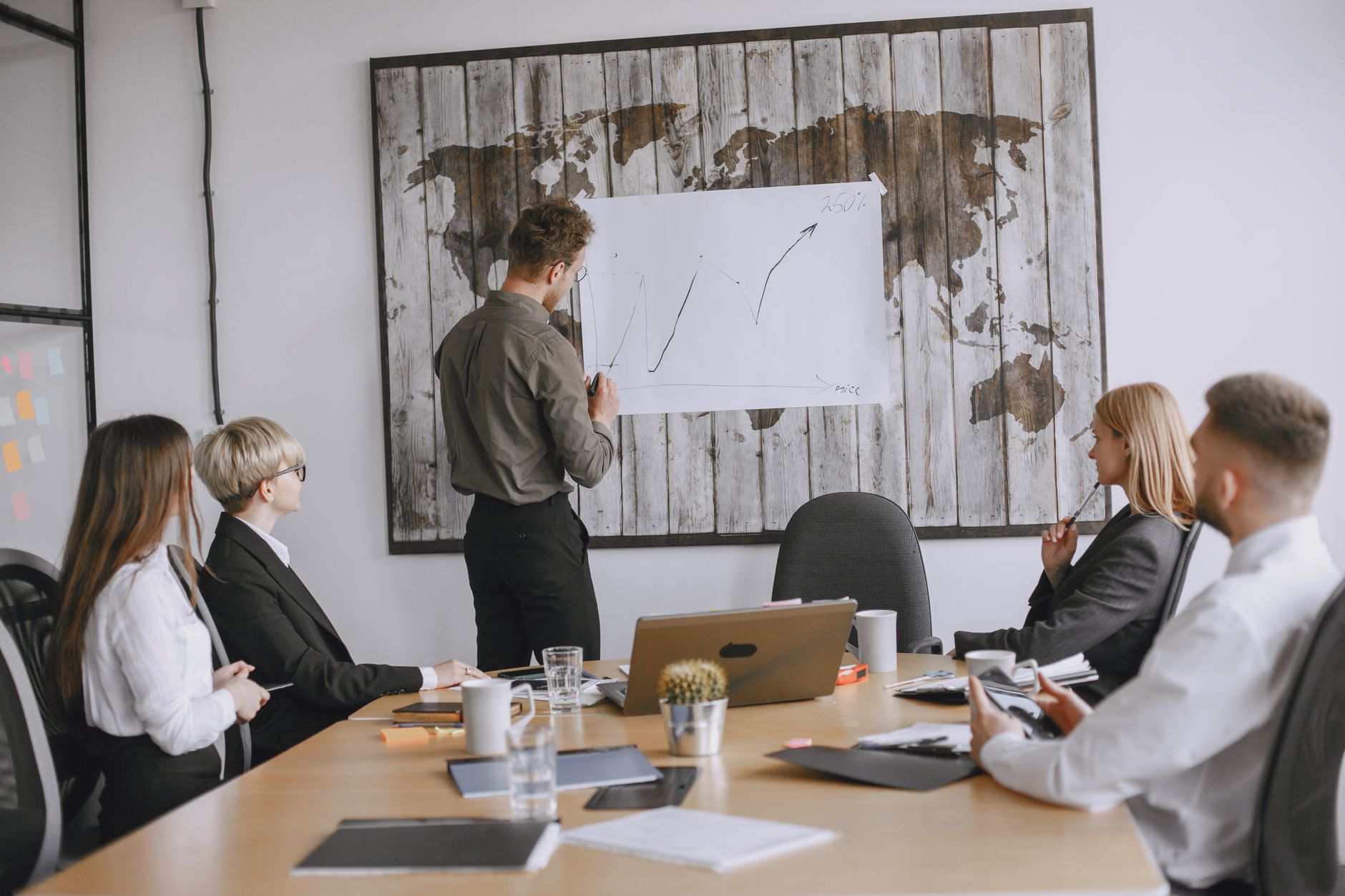 Group of business professionals discussing strategies with growth chart in conference room. — Know about Amazon vendor centra